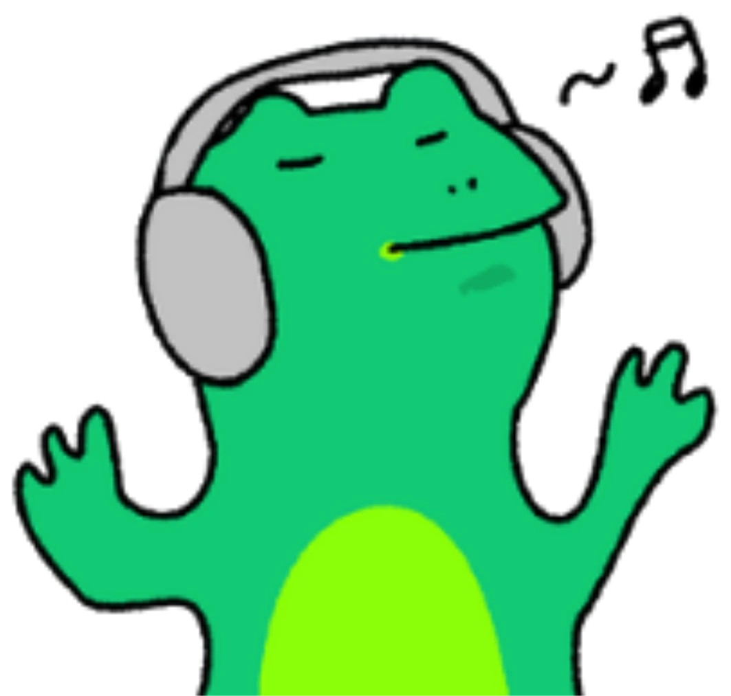 Fog wearing headphones, eyes closed, vibing